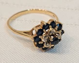 14k Gold With Diamonds And Sapphires Ring
