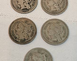 1865-69 Three Cent Pieces