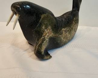 Walrus Sculpture Handmade By Native American Enook Manomie C 1981