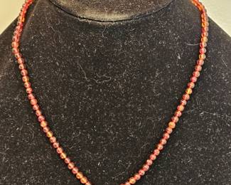 Sterling And Orange Beads Necklace