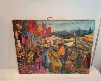 Shopping At The Bazaar Oil Painting On Canvas Signed Ruth Roth