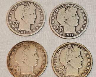 4 Barber Half Dollars Lot