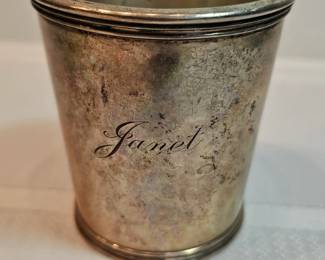 Heavy Sterling Silver Cup Engraved Janet