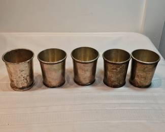 5 Heavy Sterling Silver Cups Non Monogrammed