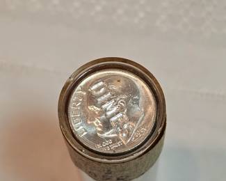 Roll Of 1959 P Silver Dimes From The Bank Marked Uncirculated