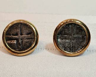 18k Gold Earrings With Silver Shipwreck Coins