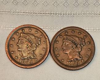 Pair Of 1853 Large Cents