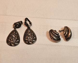2 Pair Antique Sterling Earrings