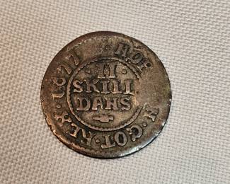 Denmark 2 Shillings Coin 1677