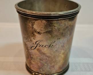 Heavy Sterling Silver Cup Engraved Jack
