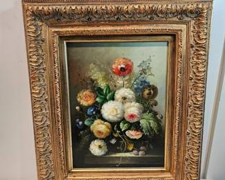 Still Life Oil Painting On Board Signed Sherman