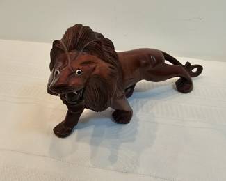Hand Carved Wooden Lion
