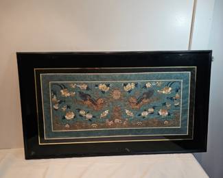 Antique Chinese Dragons Silk Embroidery