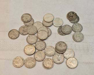 Unsearched Canadian Dimes Lot Of 34