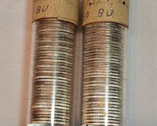 2 Rolls Of Fifty 1959 P Silver Dimes From Bank Marked Uncirculated