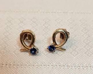 14k Gold With Sapphire Earrings