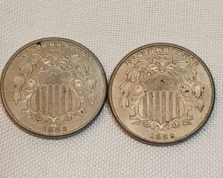 Pair Of Shield Nickels