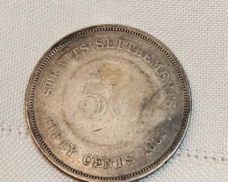 Straits Settlements 1888 Fifty Cents Coin