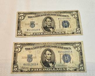 Pair Of 5 Dollar Silver Certificates