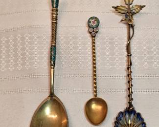 Antique Enameled Spoons