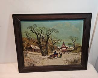 Antique Oil Painting On Board Signed Lawson