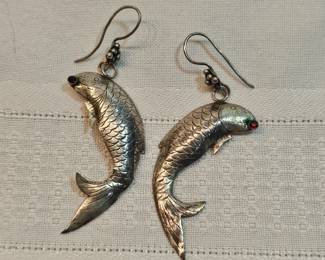 Sterling Silver Fish Earrings