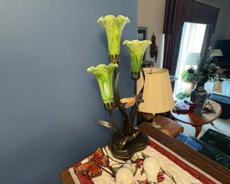 . . . fluted glass and bronze lamp