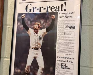 . . . 1984 Tiger World Series Free Press front page -- Gibby celebrating homer off Gossage!