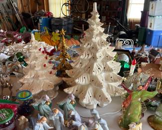 . . . vintage ceramic Christmas trees -- lights are available in purple and red!
