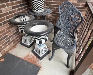 . . . a wide variety of planters and bistro chairs