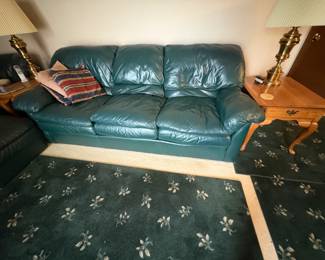 . . . green leather couch