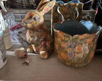 . . . calico bunny, planter, and bag