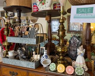 brass lamps and lamps throughout the store