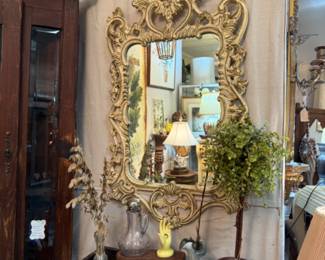 beautiful gold turner mirror, shelf drawer