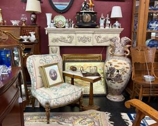 Love our Country French Mantel, our ladies chair, smoking stand and the Japanense Vase approx 4 ft