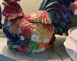 Fitz & Floyd small rooster tureen w ladle.