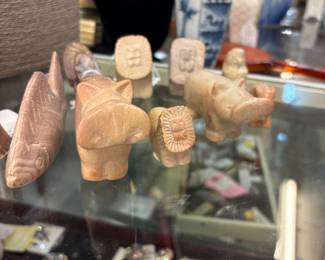 Soapstone animal carvings