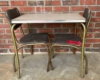 Vintage 1950s-style Chrome and Formica Kids Dinette Set with Two Chairs