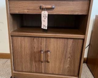 Wooden Microwave Cart with a Drawer, Open Shelf, and Double-Door Storage