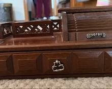 Vintage Men's Valet Roll-top Wood Jewelry Box