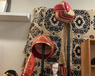 Traditional red and gold safa