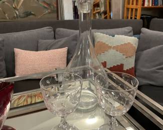 Crystal Decanter and Wine Glasses - $50 + tax