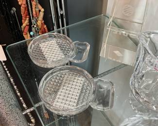 Pair of Vintage Diamond-Cut Glass Dome Butter Pats - $8.71 + tax