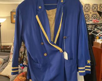 vintage women's blue and gold two piece set $70 + tax