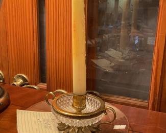 Cut crystal and brass candlestick holder - $14 + tax