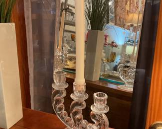 Vintage Clear Glass Triple Candelabra / Epergne - $42 + tax