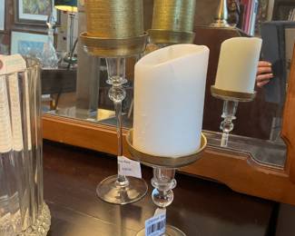 Brass and glass vintage candlestick holders - Set is $31.50 + tax