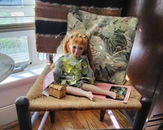 Ladder Back Chair with Vintage Doll