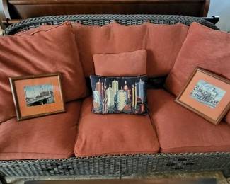 Wicker Sofa with Cushions