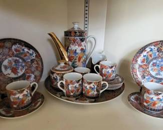 Japanese Imari Peacock Demitasse Tea/Coffee Set